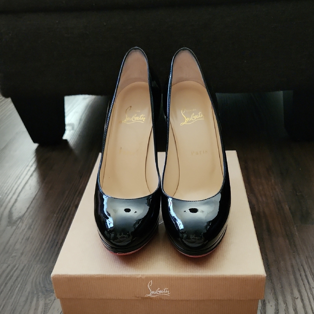 NEW CHRISTIAN LOUBOUTIN Simple Pump 120 Black Patent  38.5/8 From Holt Renfrew